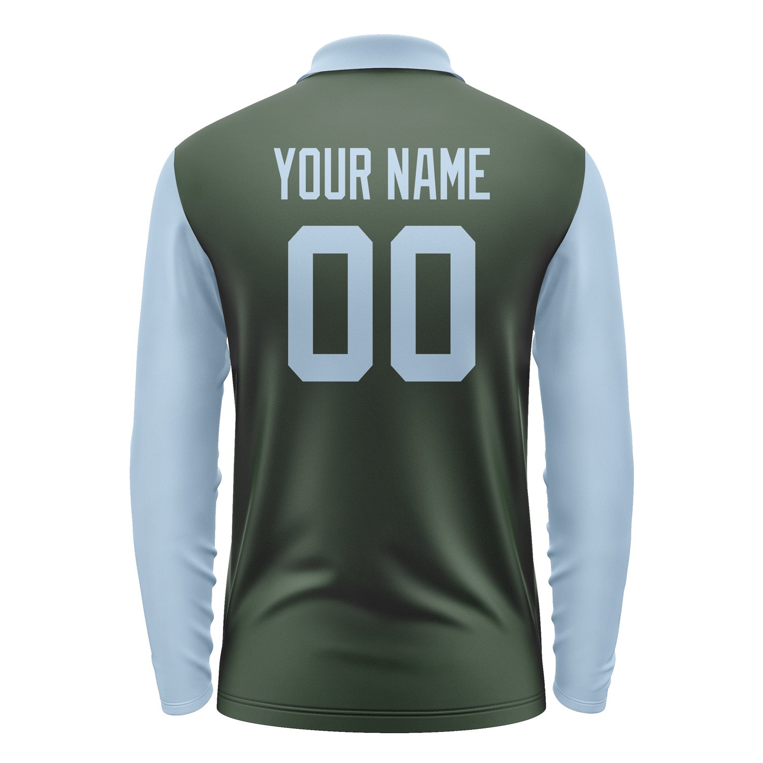 Custom Dark Green Light Blue Long Sleeve Polo Shirt Pl060808B108
