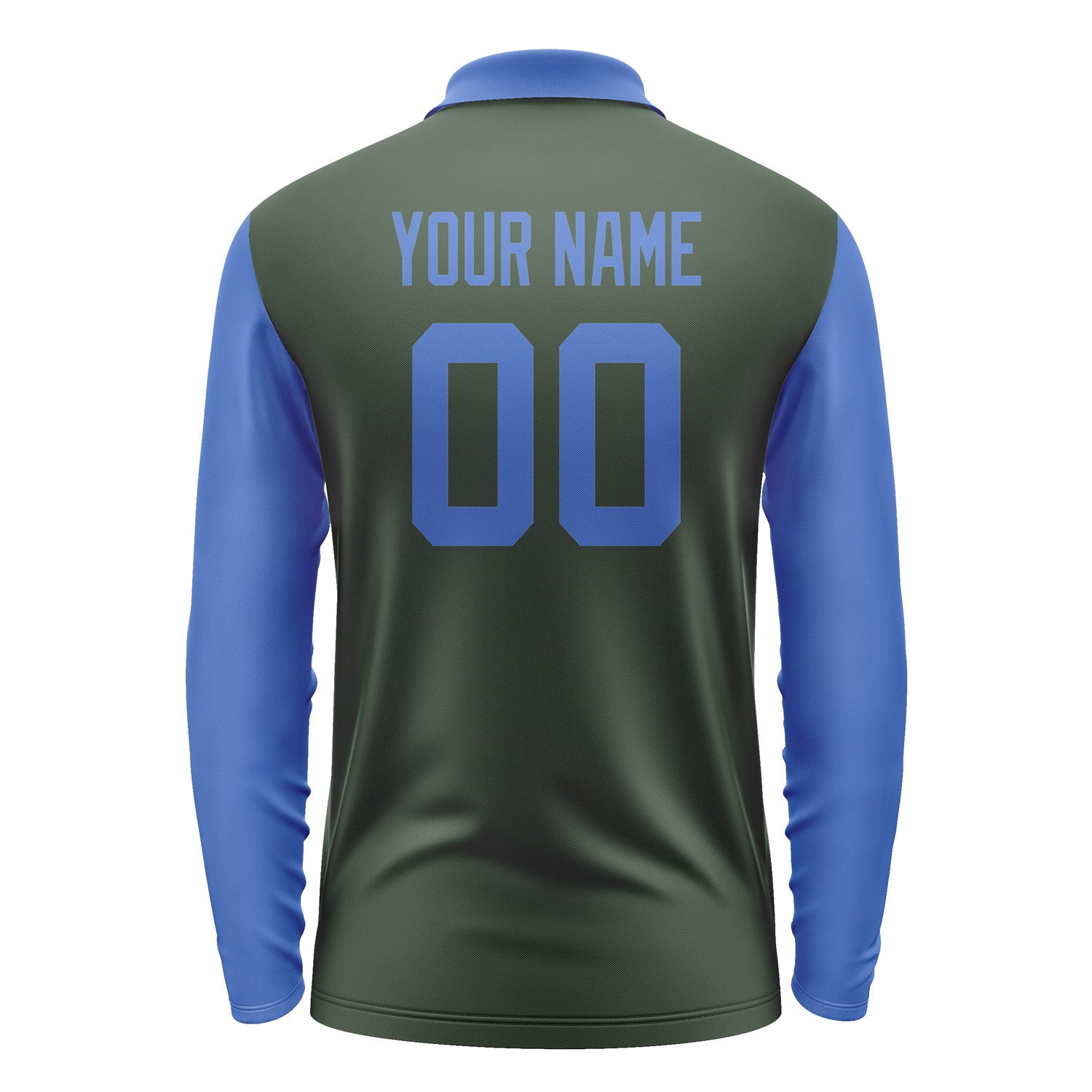 Custom Dark Green Sky Blue Long Sleeve Polo Shirt Pl060909B109