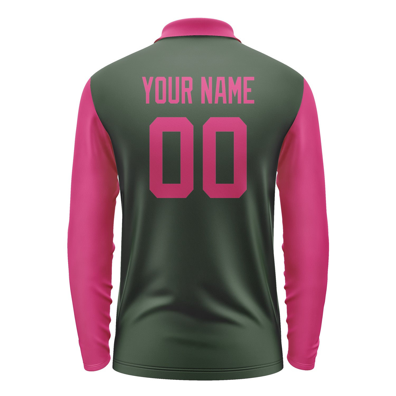 Custom Dark Green Pink Long Sleeve Polo Shirt Pl061313B113
