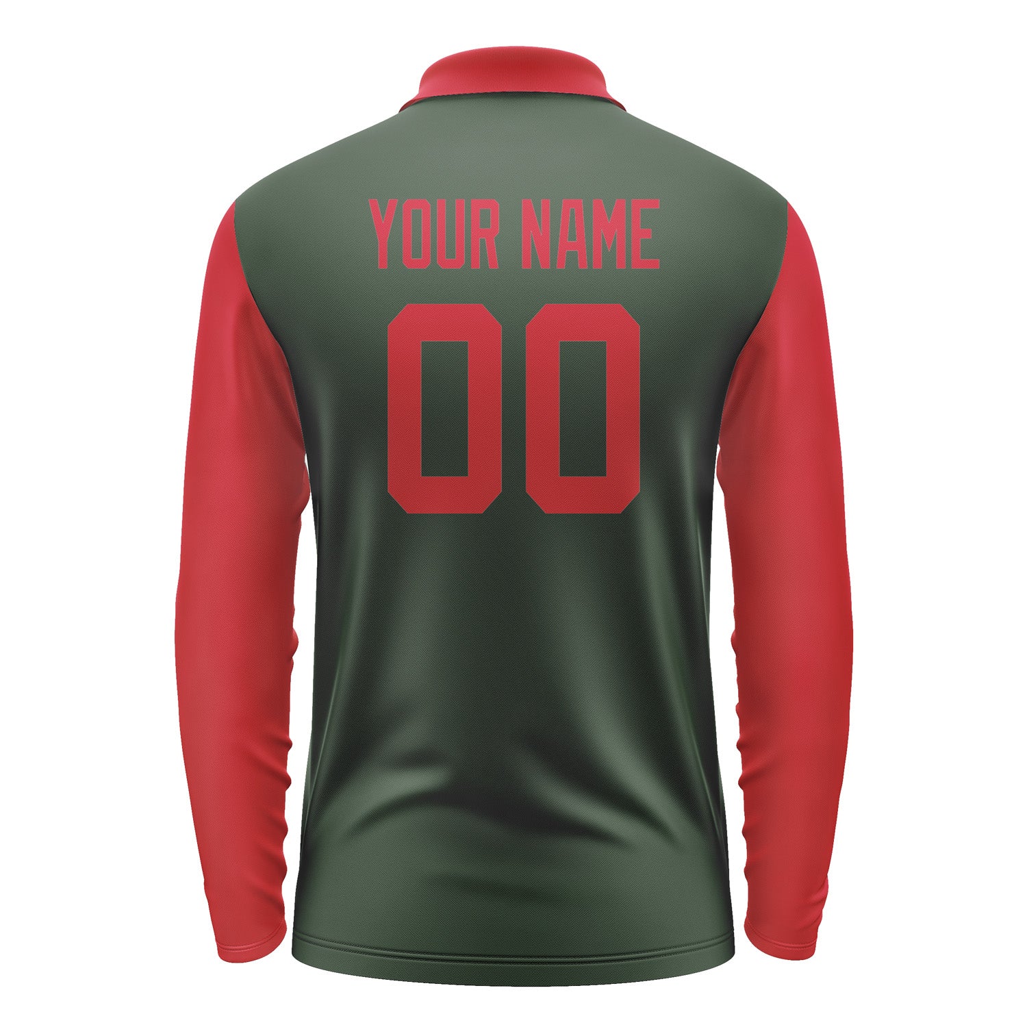 Custom Dark Green Red Long Sleeve Polo Shirt Pl061414B114