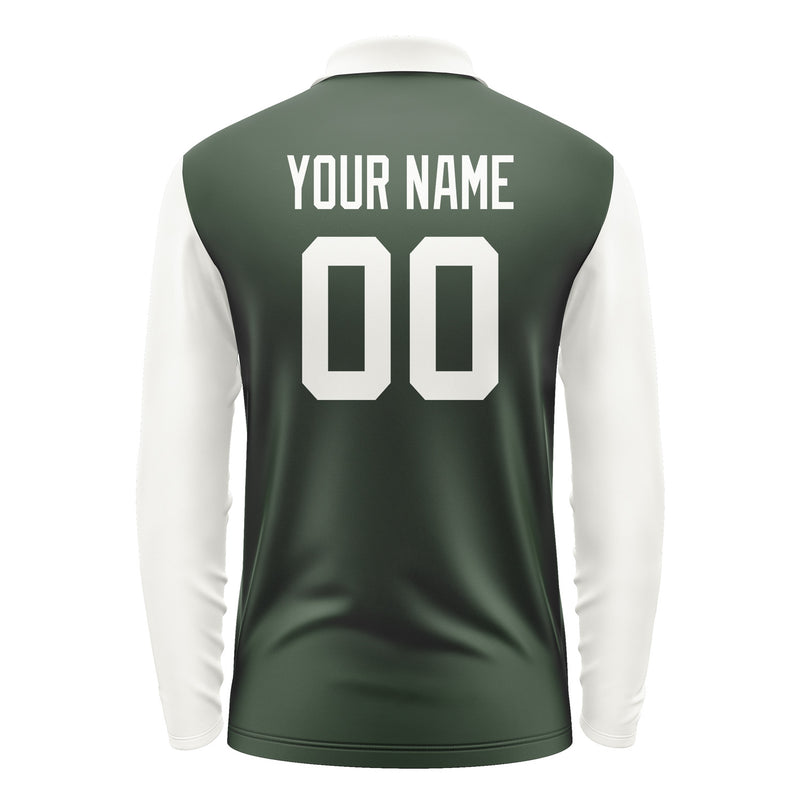 Custom Dark Green White Long Sleeve Polo Shirt Pl061818B118