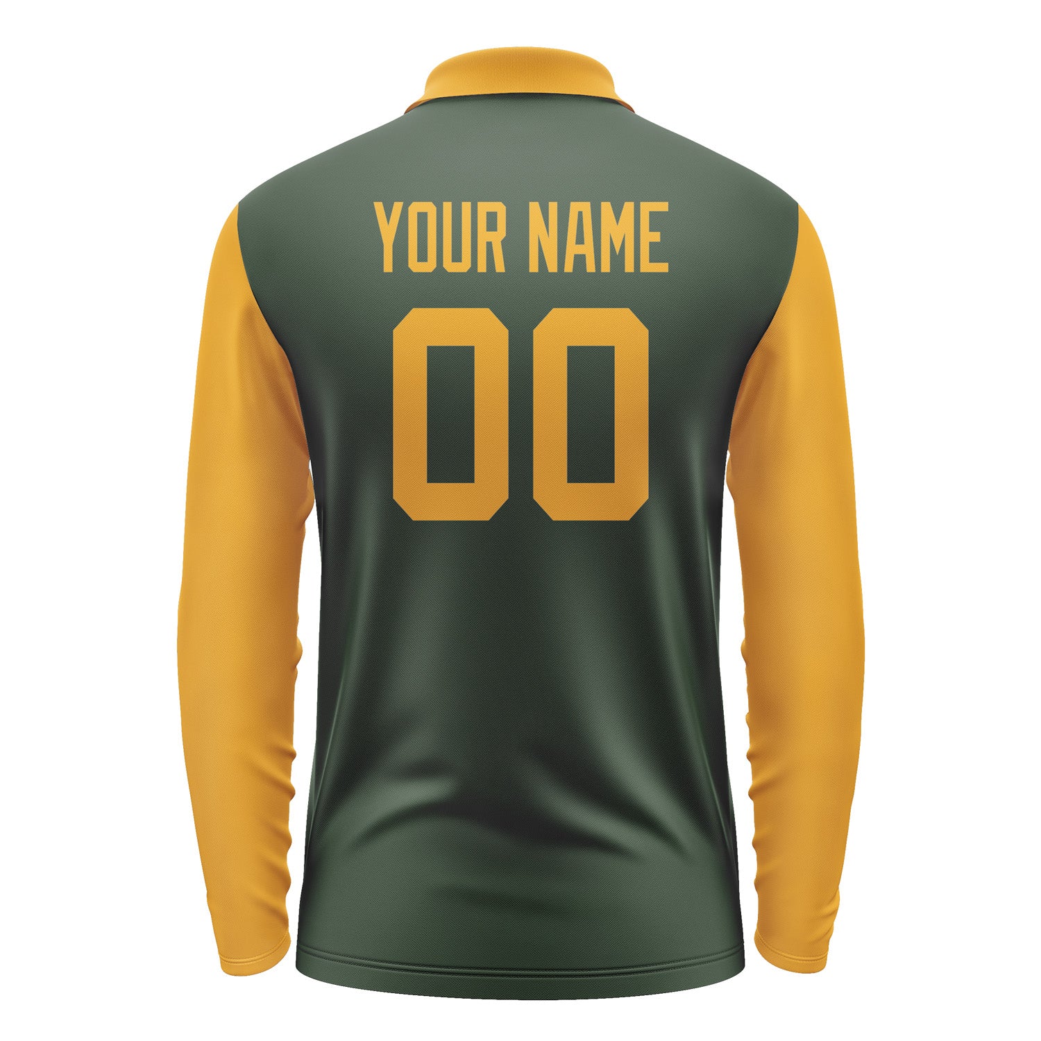 Custom Dark Green Yellow Long Sleeve Polo Shirt Pl061919B119