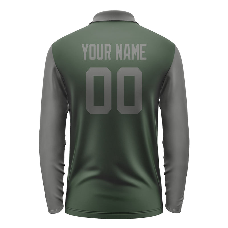Custom Dark Green Dark Grey Long Sleeve Polo Shirt Pl062020B120