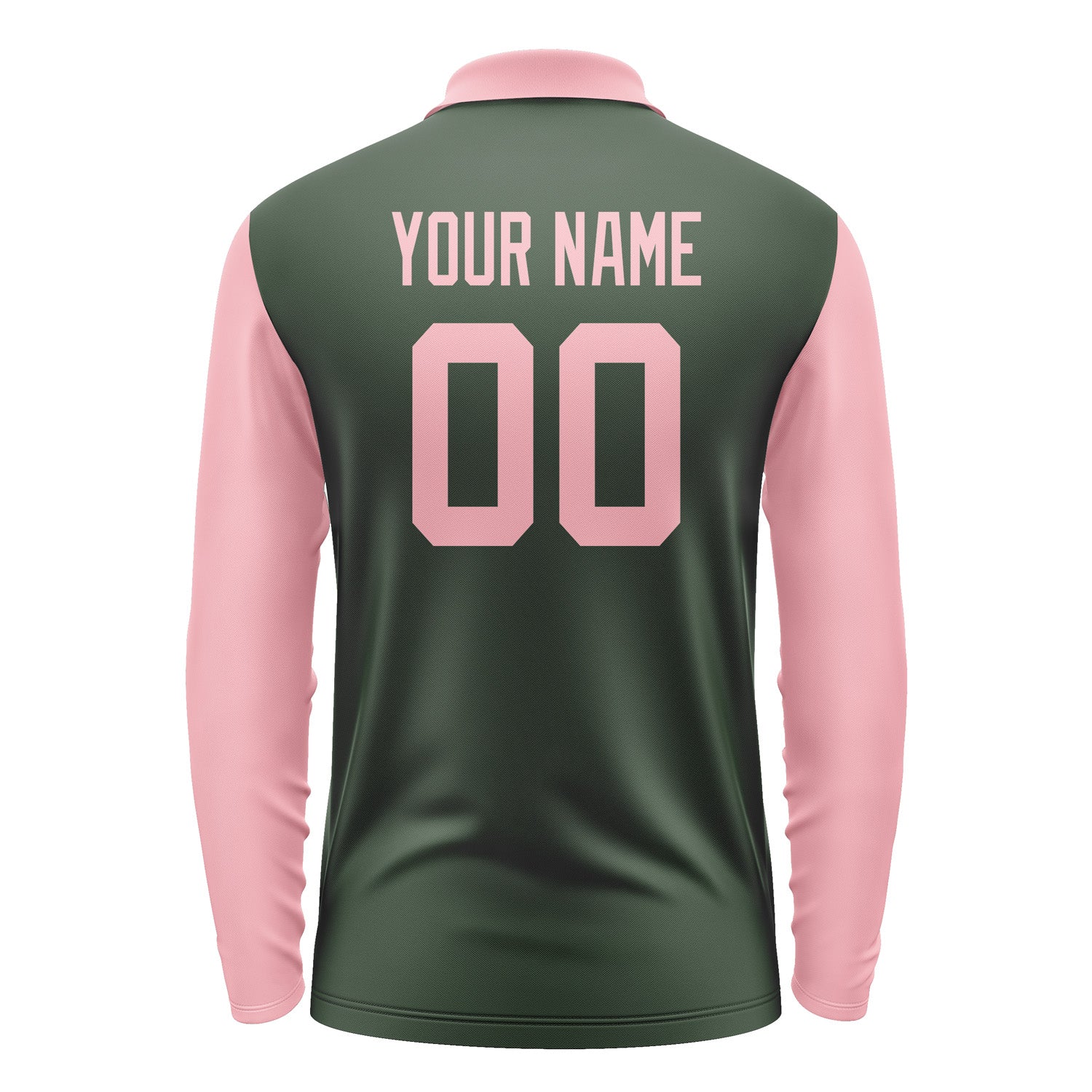 Custom Dark Green Light Pink Long Sleeve Polo Shirt Pl062121B121
