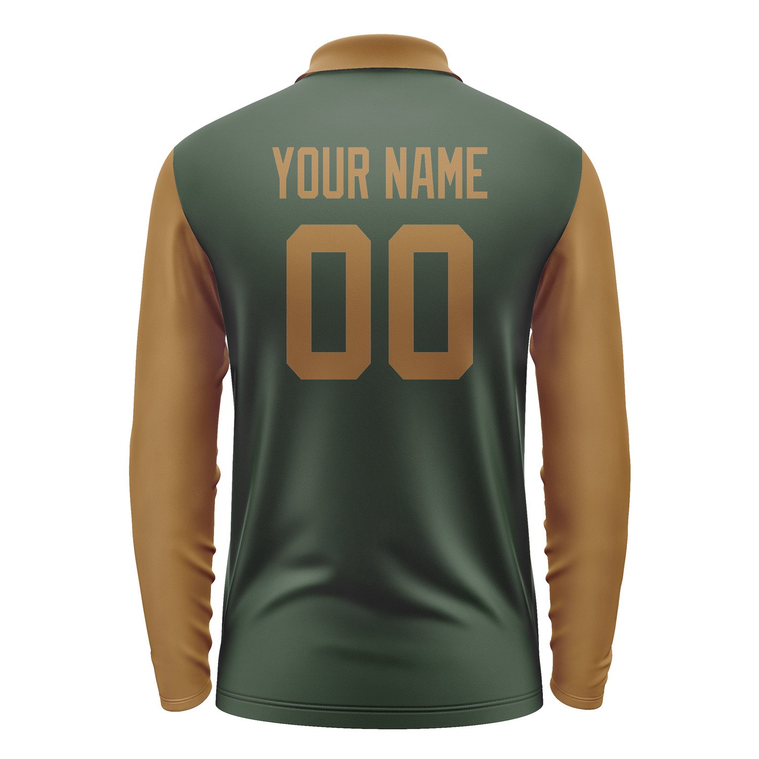 Custom Dark Green Khaki Long Sleeve Polo Shirt Pl062222B122