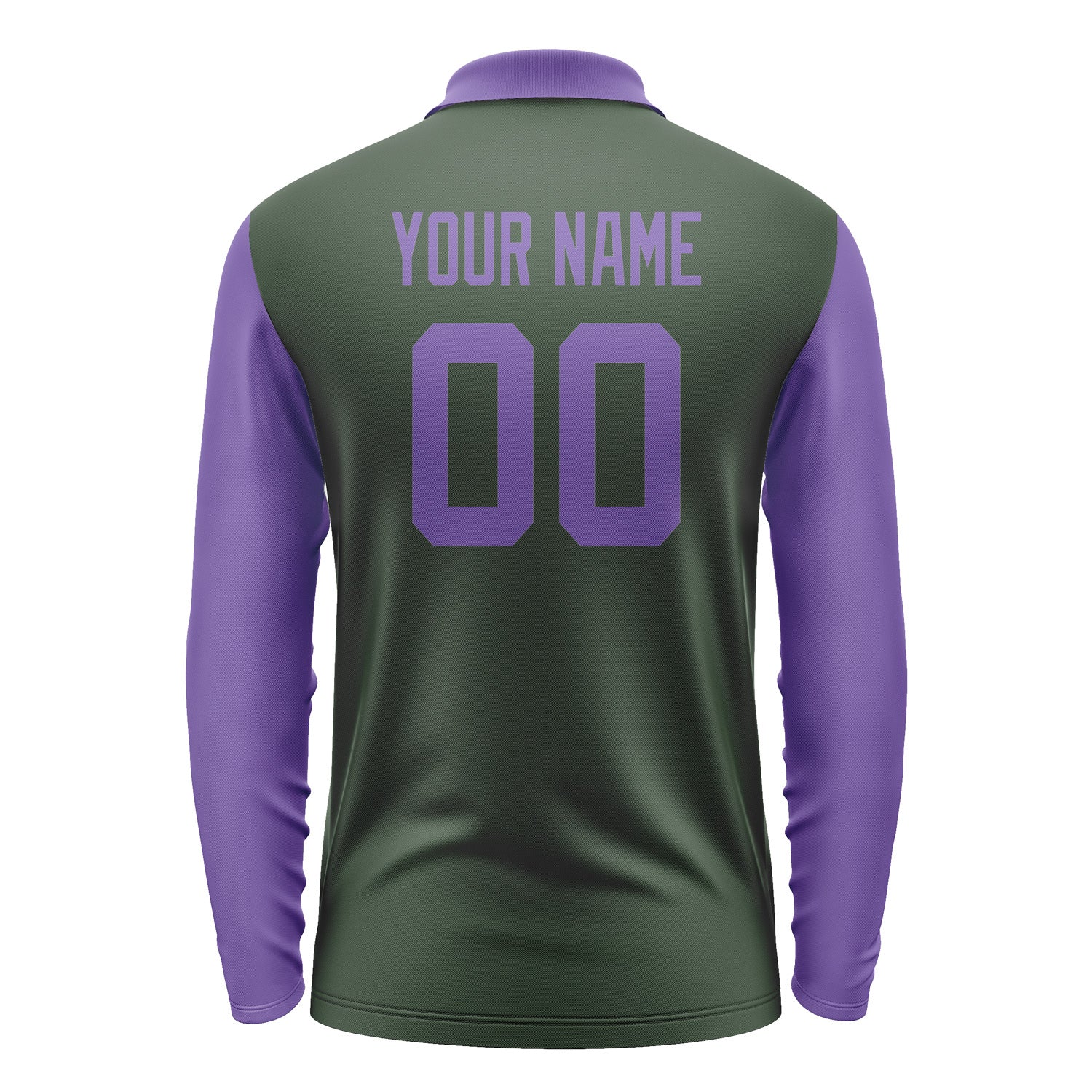 Custom Dark Green Light Purple Long Sleeve Polo Shirt Pl062323B123