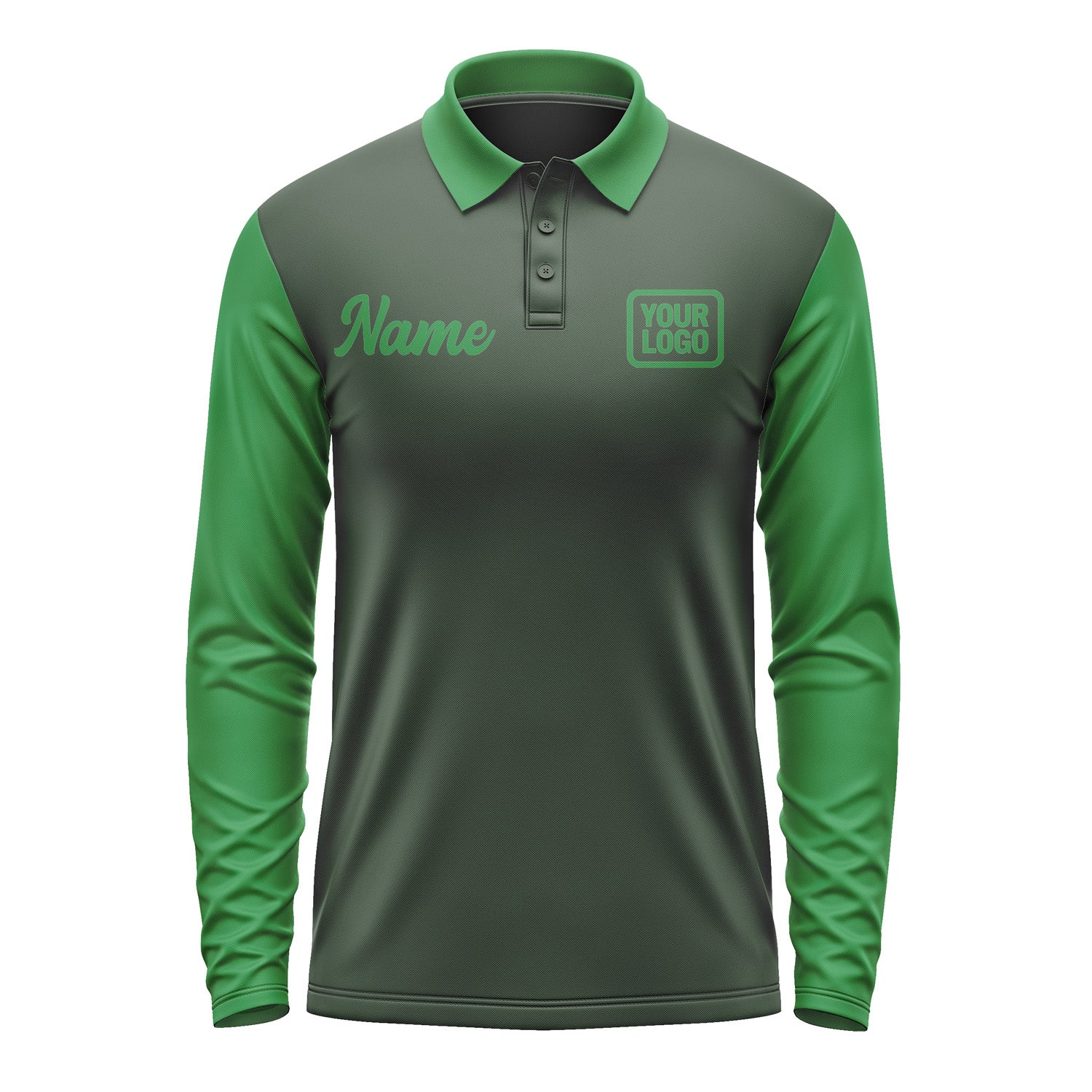 Custom Dark Green Emerald Green Long Sleeve Polo Shirt Pl062424B124