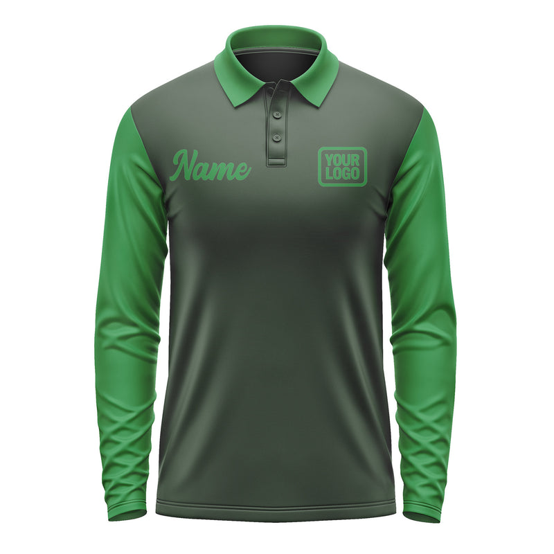 Custom Dark Green Emerald Green Long Sleeve Polo Shirt Pl062424B124
