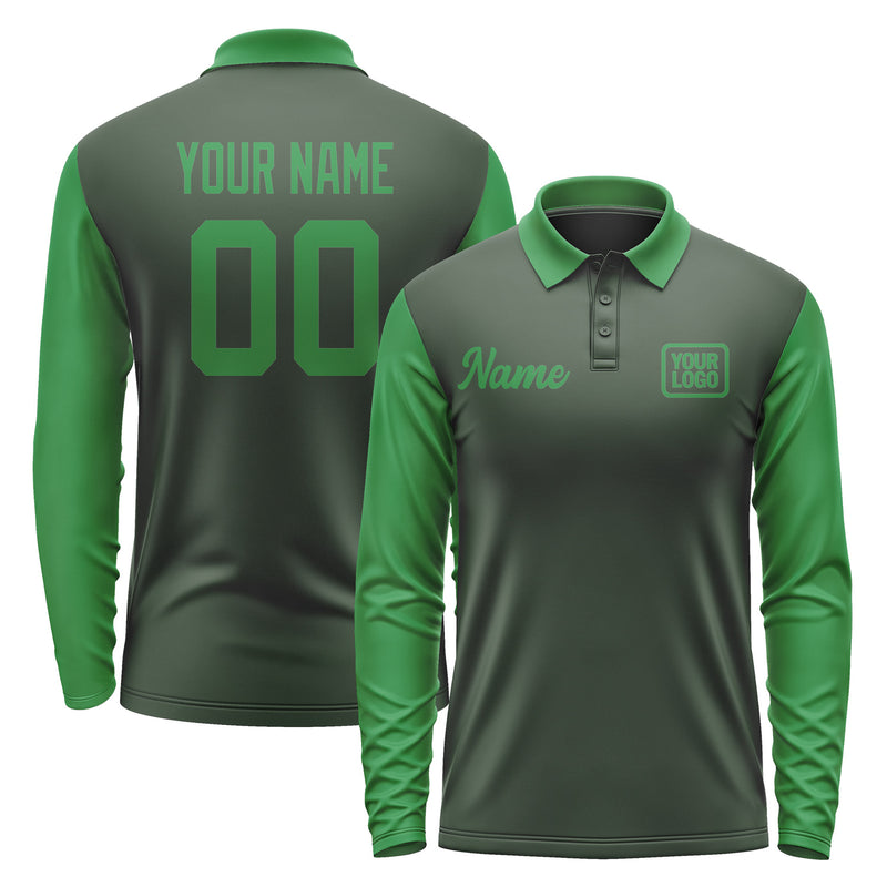 Custom Dark Green Emerald Green Long Sleeve Polo Shirt Pl062424B124