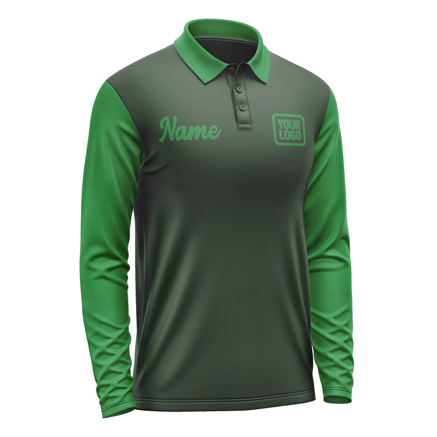 Custom Dark Green Emerald Green Long Sleeve Polo Shirt Pl062424B124