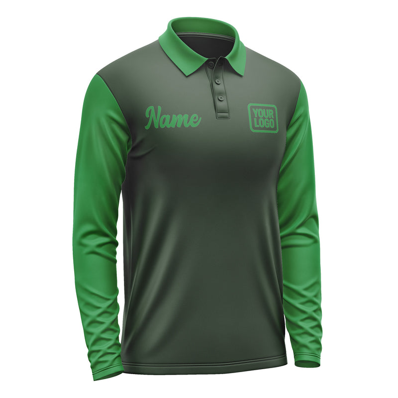 Custom Dark Green Emerald Green Long Sleeve Polo Shirt Pl062424B124