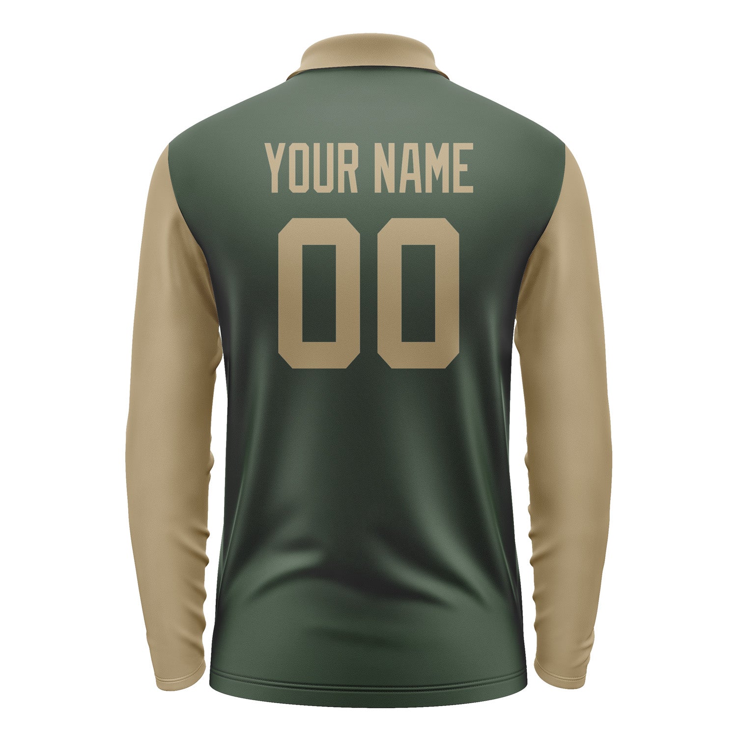 Custom Dark Green Light Khaki Long Sleeve Polo Shirt Pl062525B125