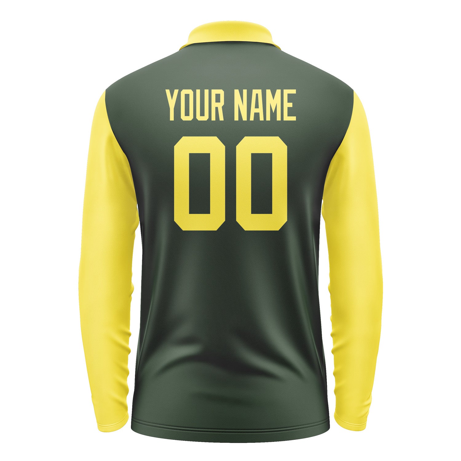 Custom Dark Green Light Yellow Long Sleeve Polo Shirt Pl062626B126