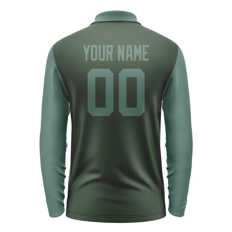 Custom Dark Green Blue Green Long Sleeve Polo Shirt Pl062727B127