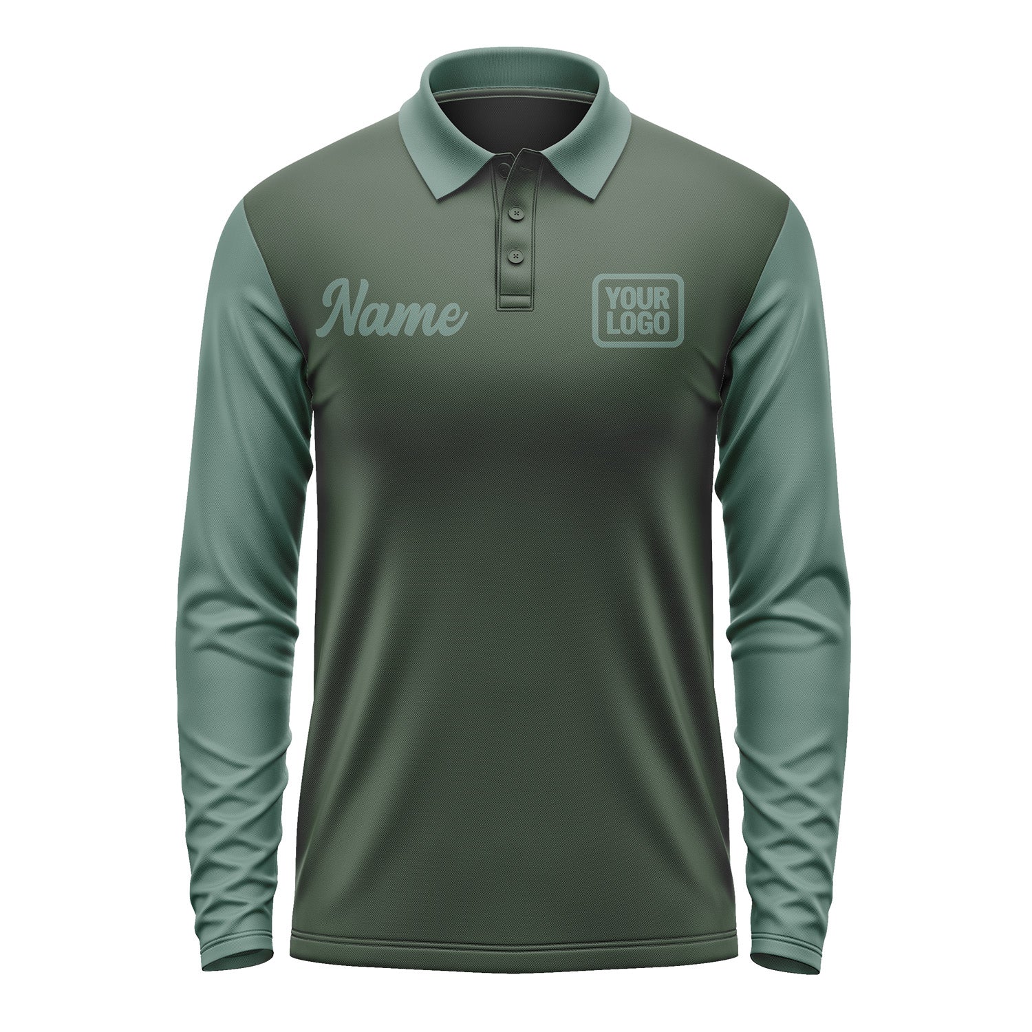 Custom Dark Green Blue Green Long Sleeve Polo Shirt Pl062727B127