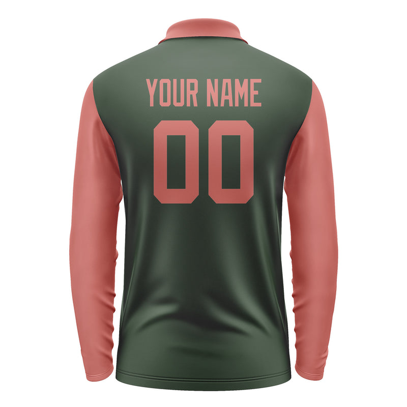 Custom Dark Green Copper Rose Long Sleeve Polo Shirt Pl062929B129