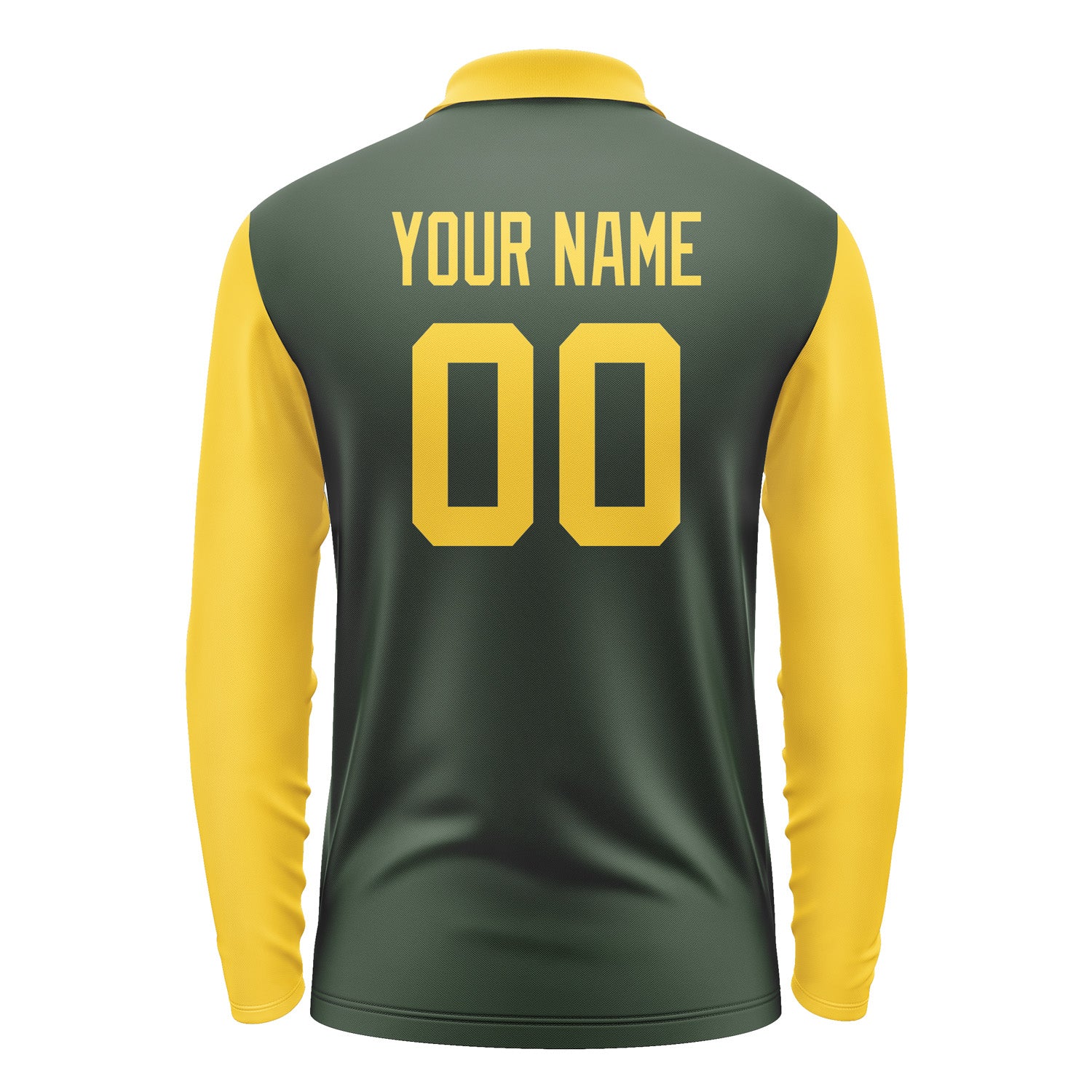 Custom Dark Green Gold Long Sleeve Polo Shirt Pl063030B130