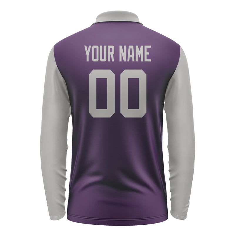 Custom Purple Gray Long Sleeve Polo Shirt Pl070404B104