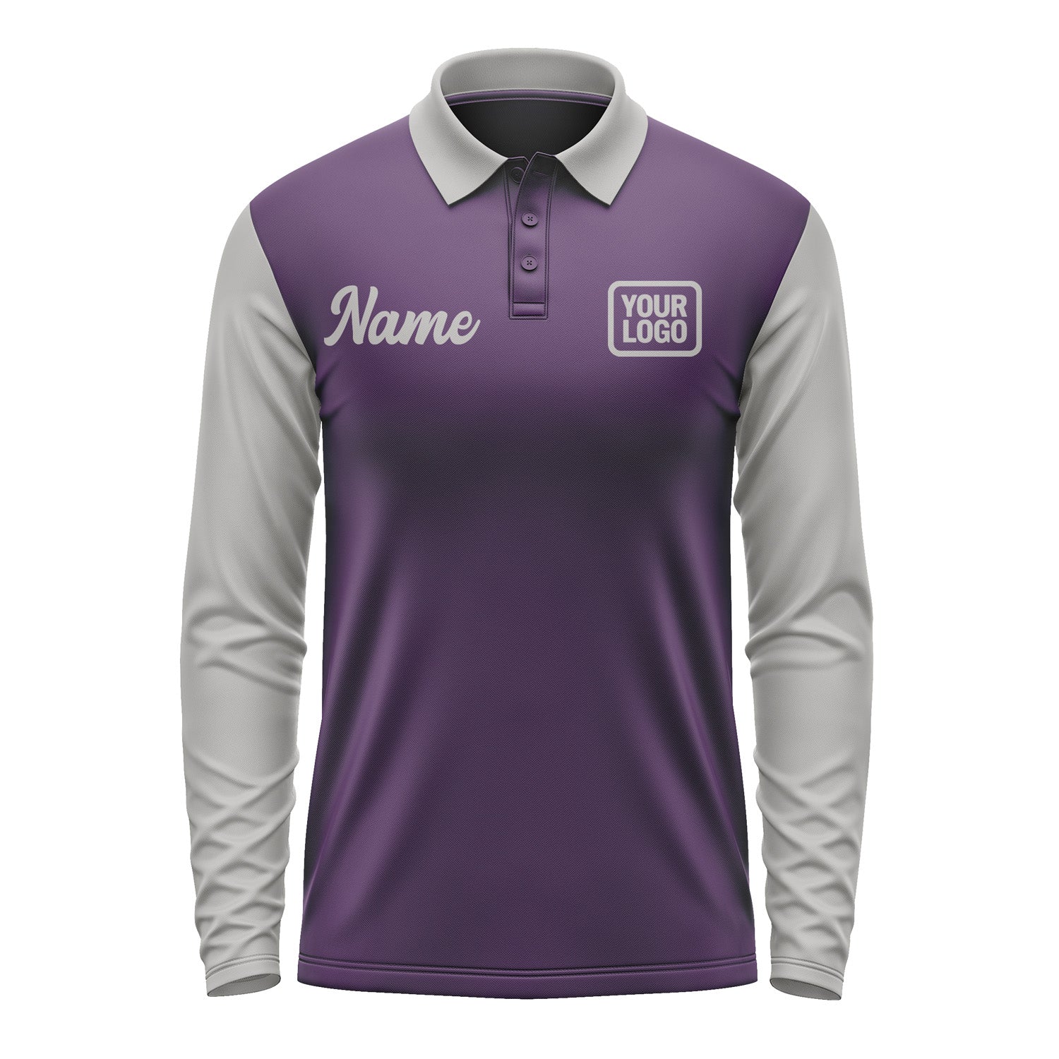 Custom Purple Gray Long Sleeve Polo Shirt Pl070404B104