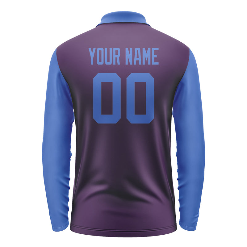 Custom Purple Sky Blue Long Sleeve Polo Shirt Pl070909B109