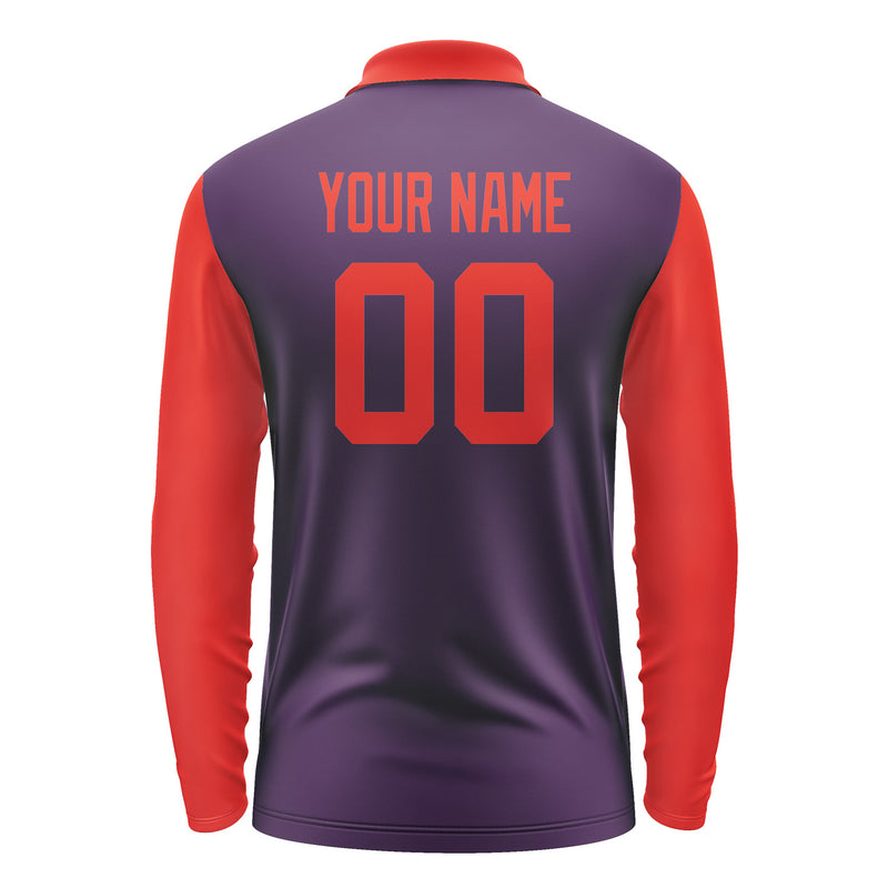 Custom Purple Orange Red Long Sleeve Polo Shirt Pl071212B112