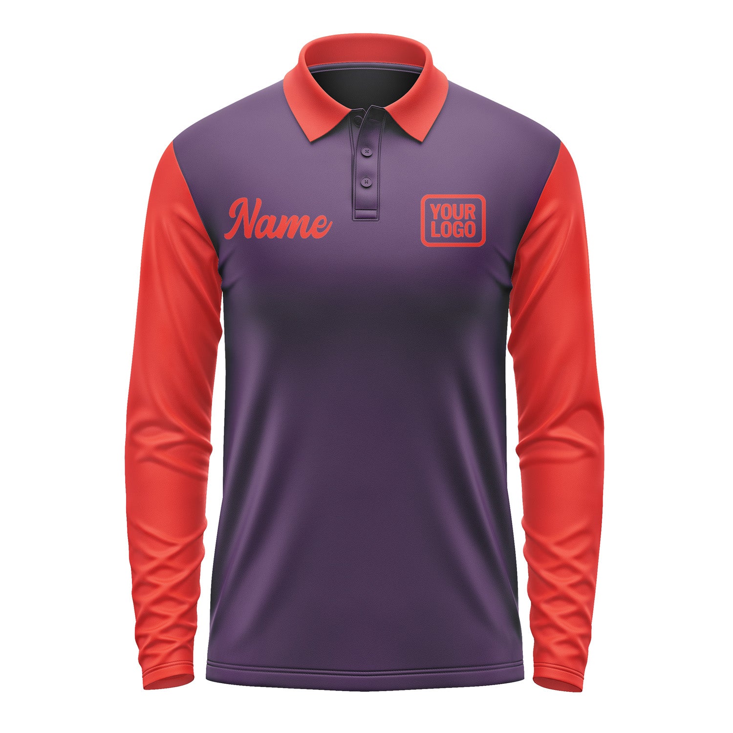 Custom Purple Orange Red Long Sleeve Polo Shirt Pl071212B112