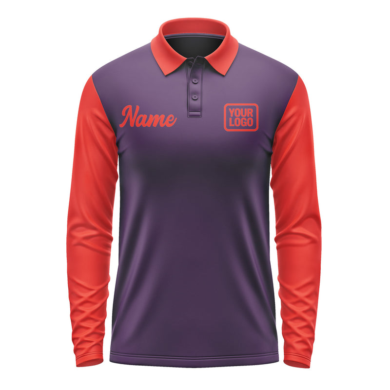 Custom Purple Orange Red Long Sleeve Polo Shirt Pl071212B112