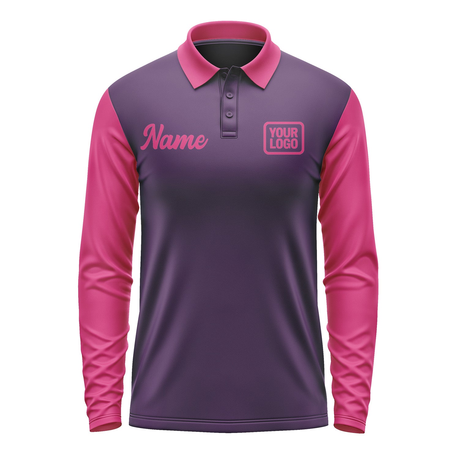 Custom Purple Pink Long Sleeve Polo Shirt Pl071313B113