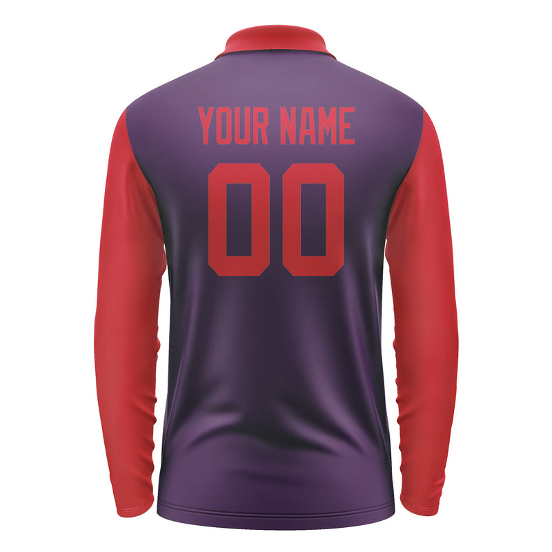 Custom Purple Red Long Sleeve Polo Shirt Pl071414B114