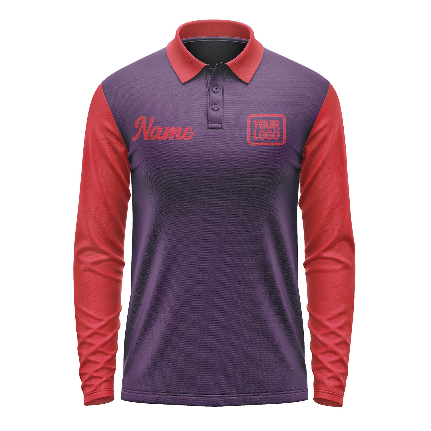 Custom Purple Red Long Sleeve Polo Shirt Pl071414B114