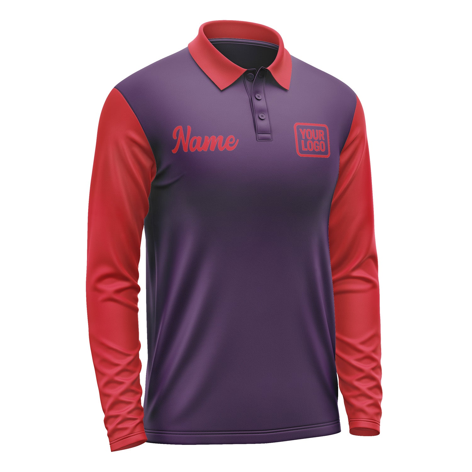 Custom Purple Red Long Sleeve Polo Shirt Pl071414B114