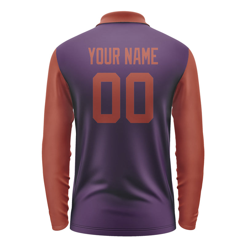 Custom Purple Coral Red Long Sleeve Polo Shirt Pl071616B116