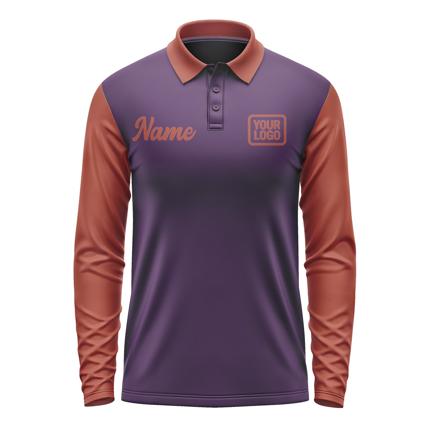 Custom Purple Coral Red Long Sleeve Polo Shirt Pl071616B116
