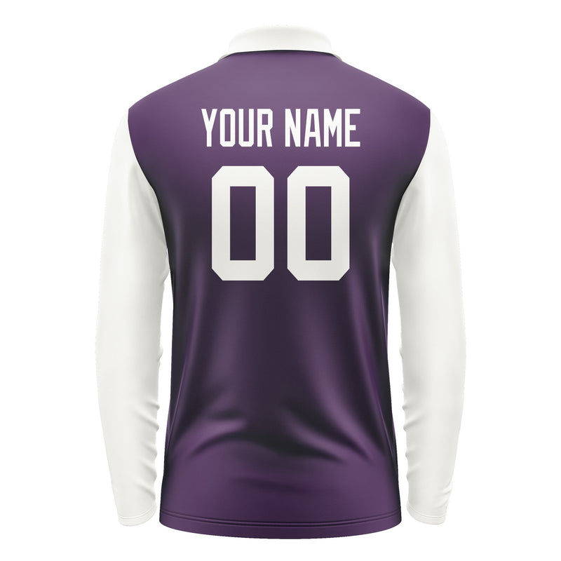 Custom Purple White Long Sleeve Polo Shirt Pl071818B118