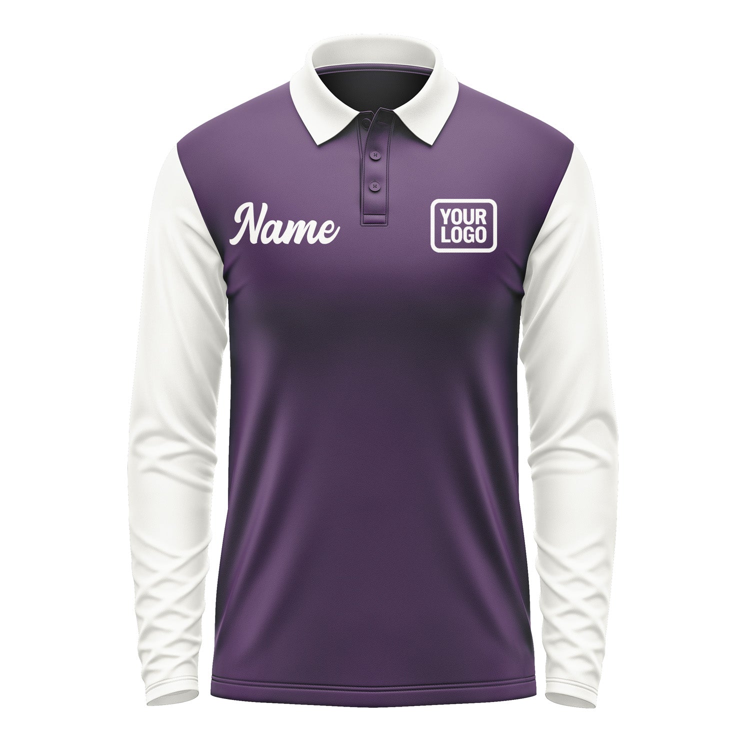 Custom Purple White Long Sleeve Polo Shirt Pl071818B118