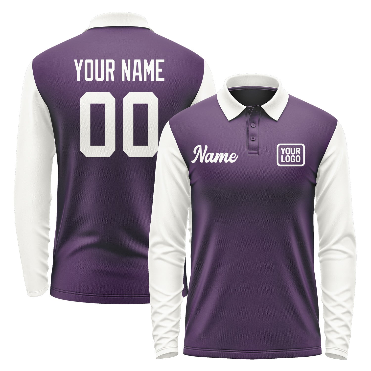 Custom Purple White Long Sleeve Polo Shirt Pl071818B118