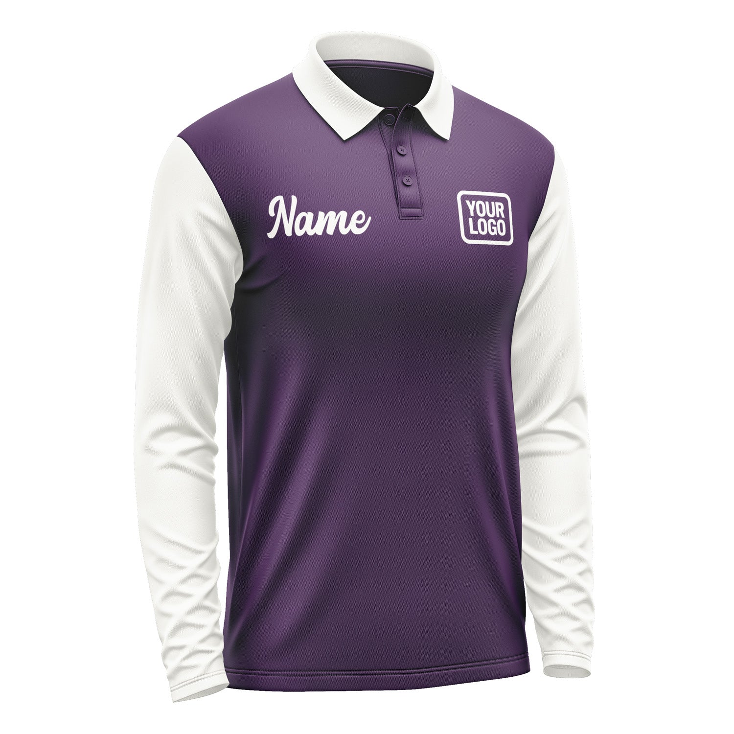 Custom Purple White Long Sleeve Polo Shirt Pl071818B118