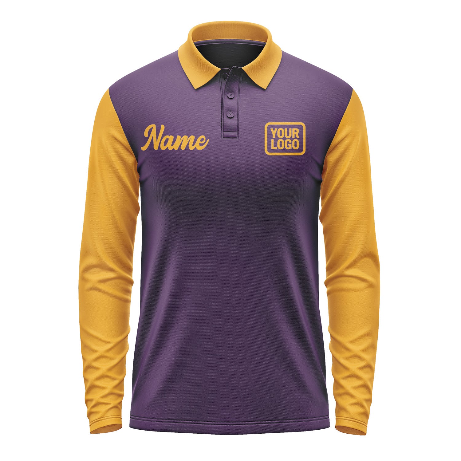 Custom Purple Yellow Long Sleeve Polo Shirt Pl071919B119