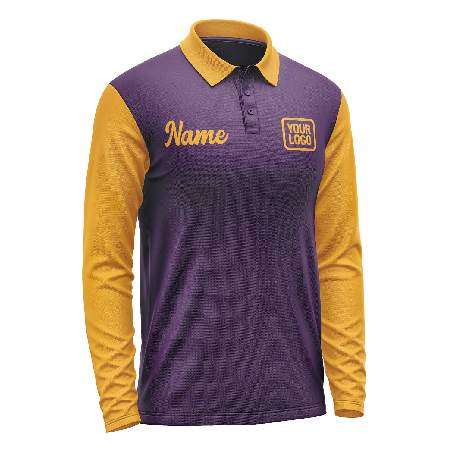 Custom Purple Yellow Long Sleeve Polo Shirt Pl071919B119