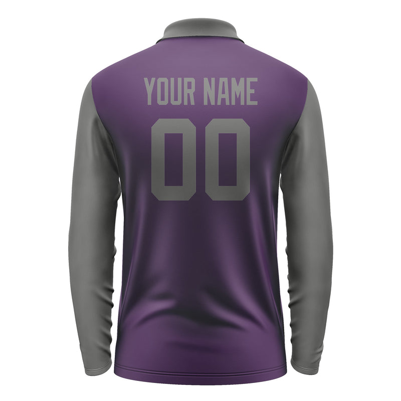 Custom Purple Dark Grey Long Sleeve Polo Shirt Pl072020B120