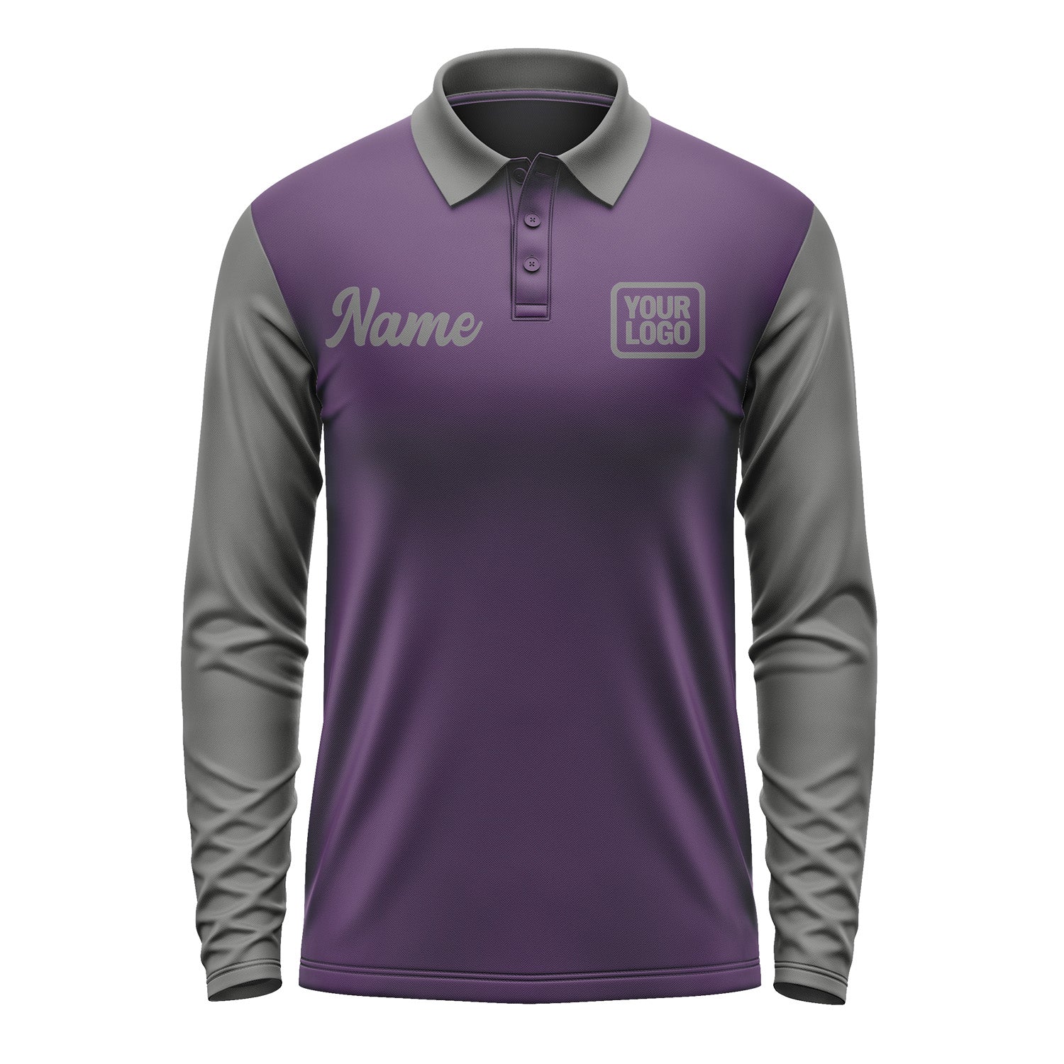 Custom Purple Dark Grey Long Sleeve Polo Shirt Pl072020B120