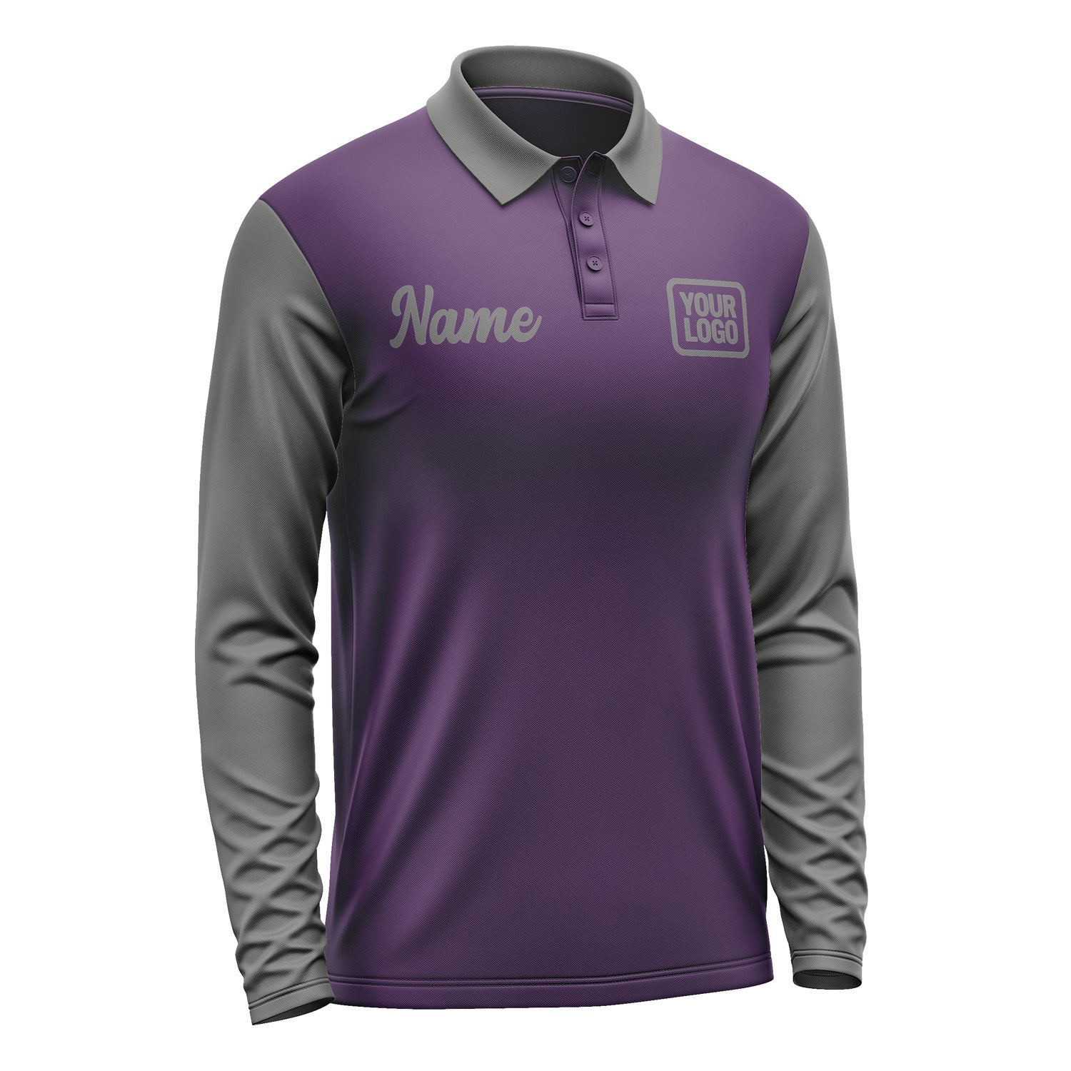 Custom Purple Dark Grey Long Sleeve Polo Shirt Pl072020B120