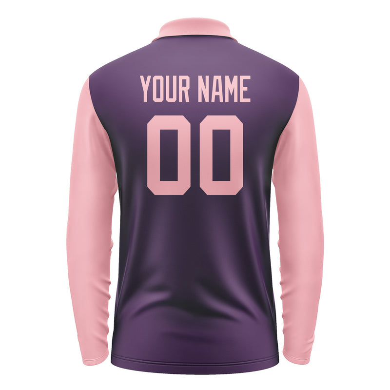 Custom Purple Light Pink Long Sleeve Polo Shirt Pl072121B121
