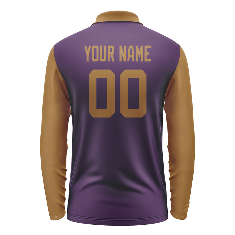 Custom Purple Khaki Long Sleeve Polo Shirt Pl072222B122
