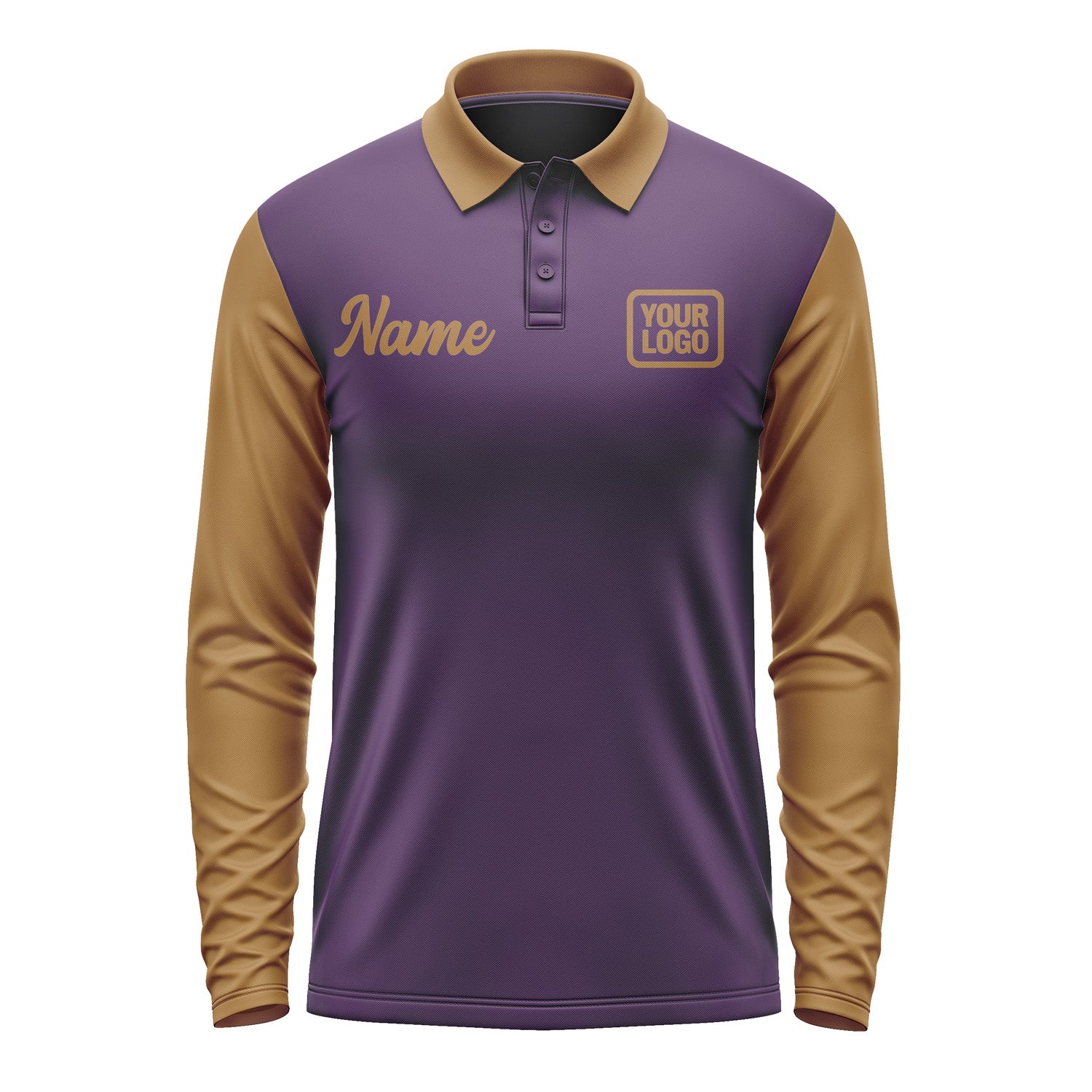 Custom Purple Khaki Long Sleeve Polo Shirt Pl072222B122