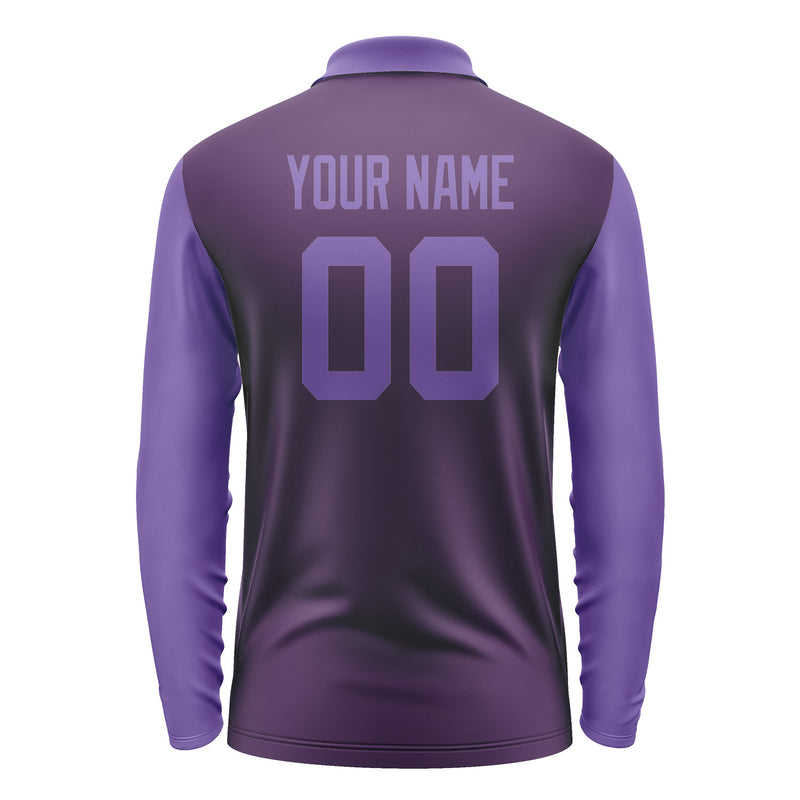 Custom Purple Light Purple Long Sleeve Polo Shirt Pl072323B123