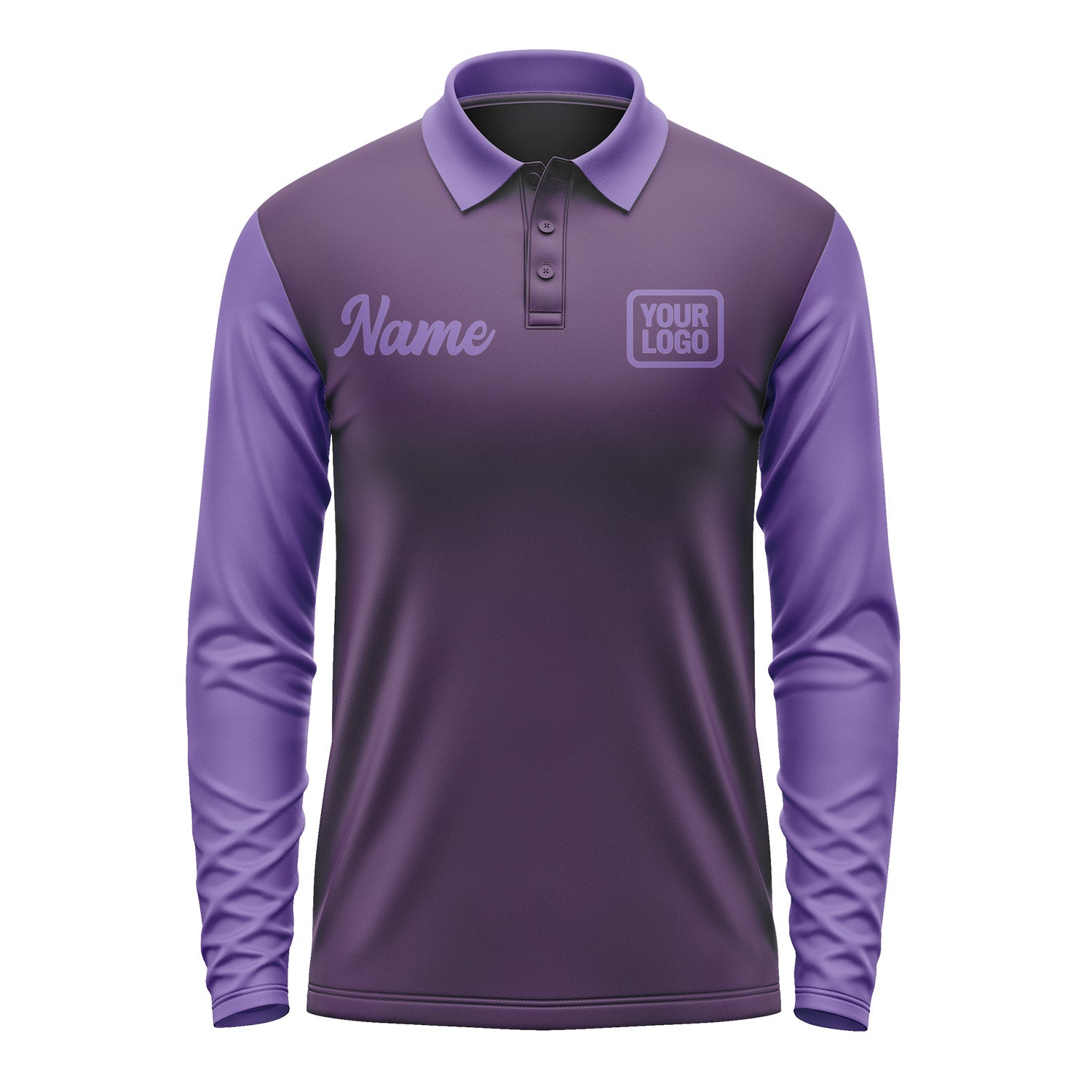 Custom Purple Light Purple Long Sleeve Polo Shirt Pl072323B123