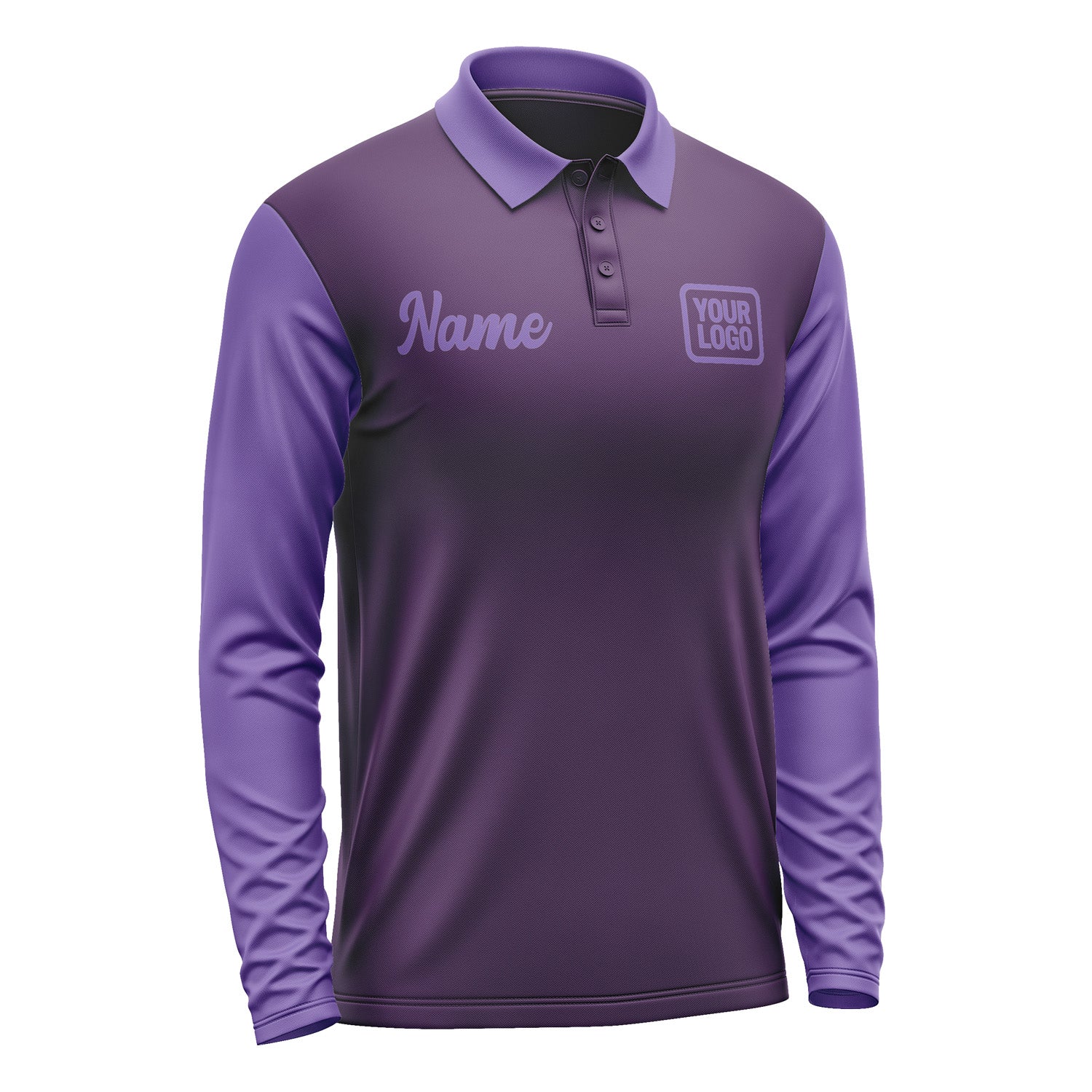 Custom Purple Light Purple Long Sleeve Polo Shirt Pl072323B123