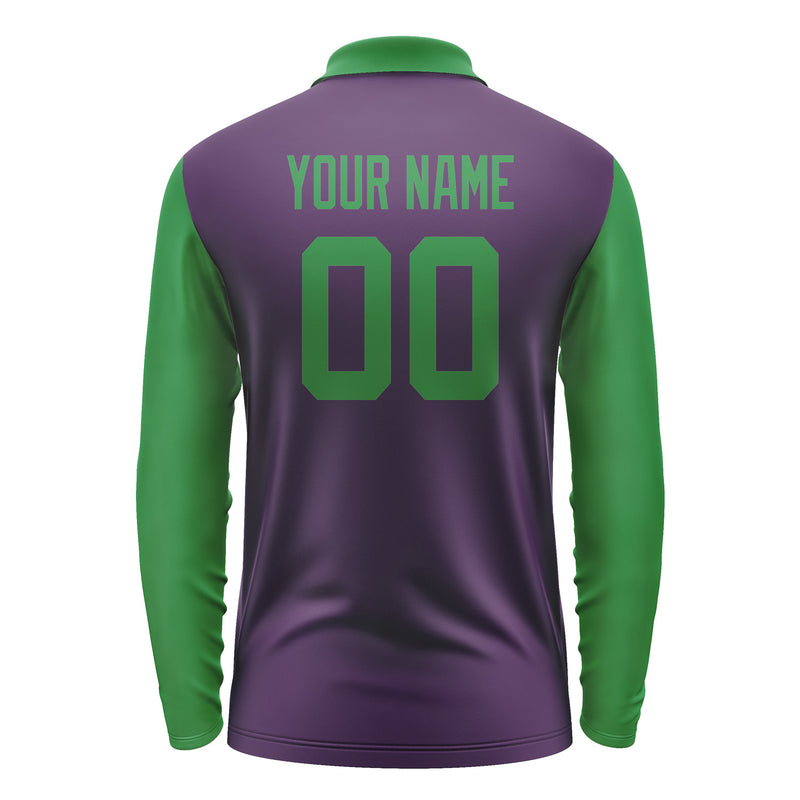 Custom Purple Emerald Green Long Sleeve Polo Shirt Pl072424B124