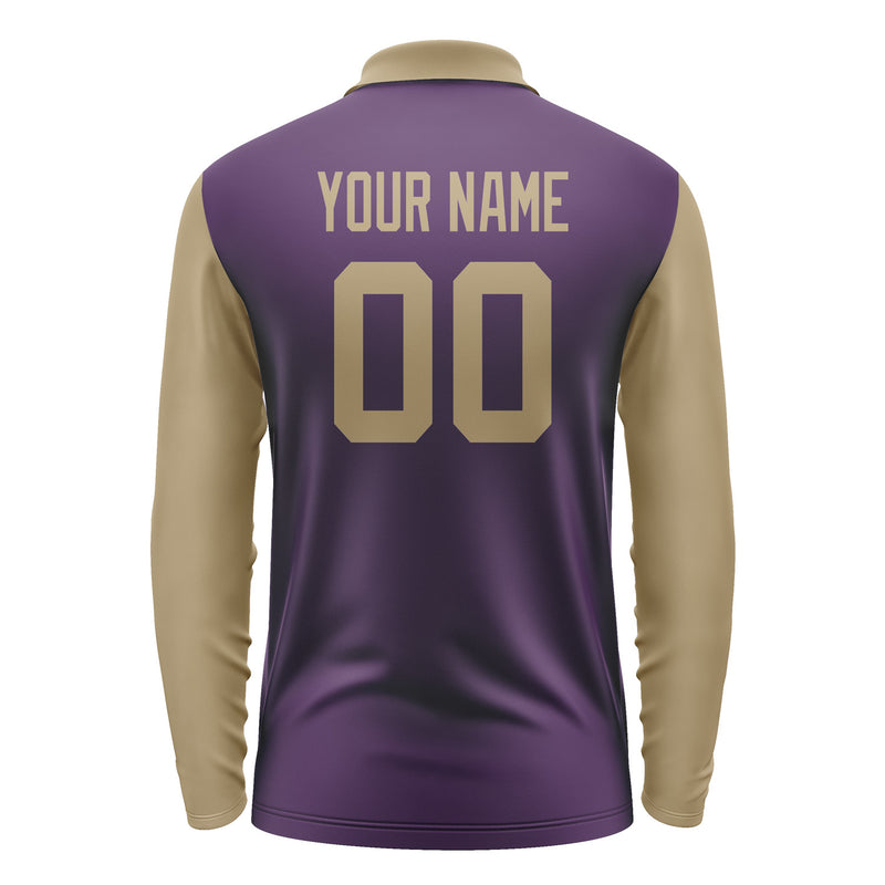 Custom Purple Light Khaki Long Sleeve Polo Shirt Pl072525B125